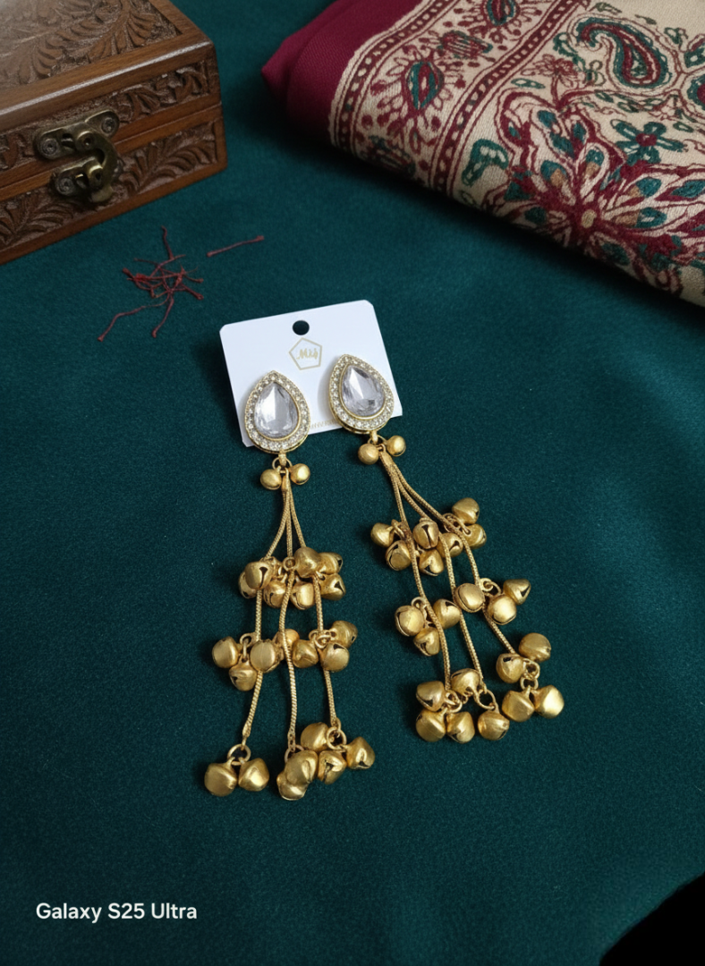 Kundan Ghungroo Tassel Kashmiri Earrings
