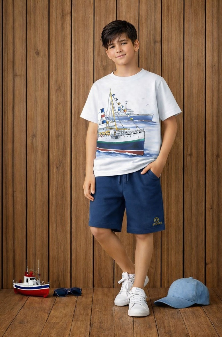 Boys T-Shirt and Shorts Set, Casual Summer Outfit for Kids