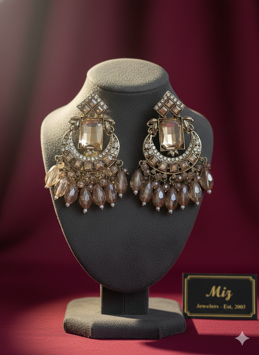 Kundan & Pearl Chandbali Earrings