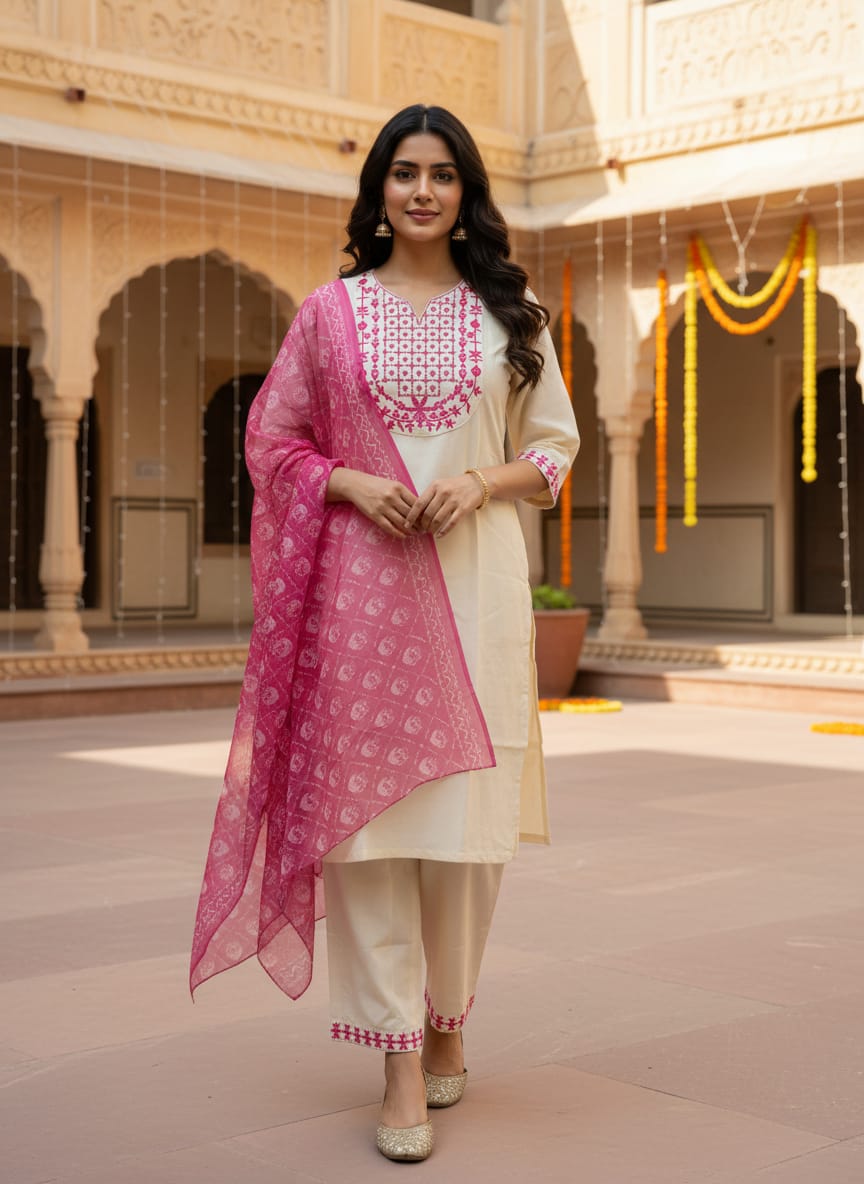Embroidered Thread Work Kurta Sets