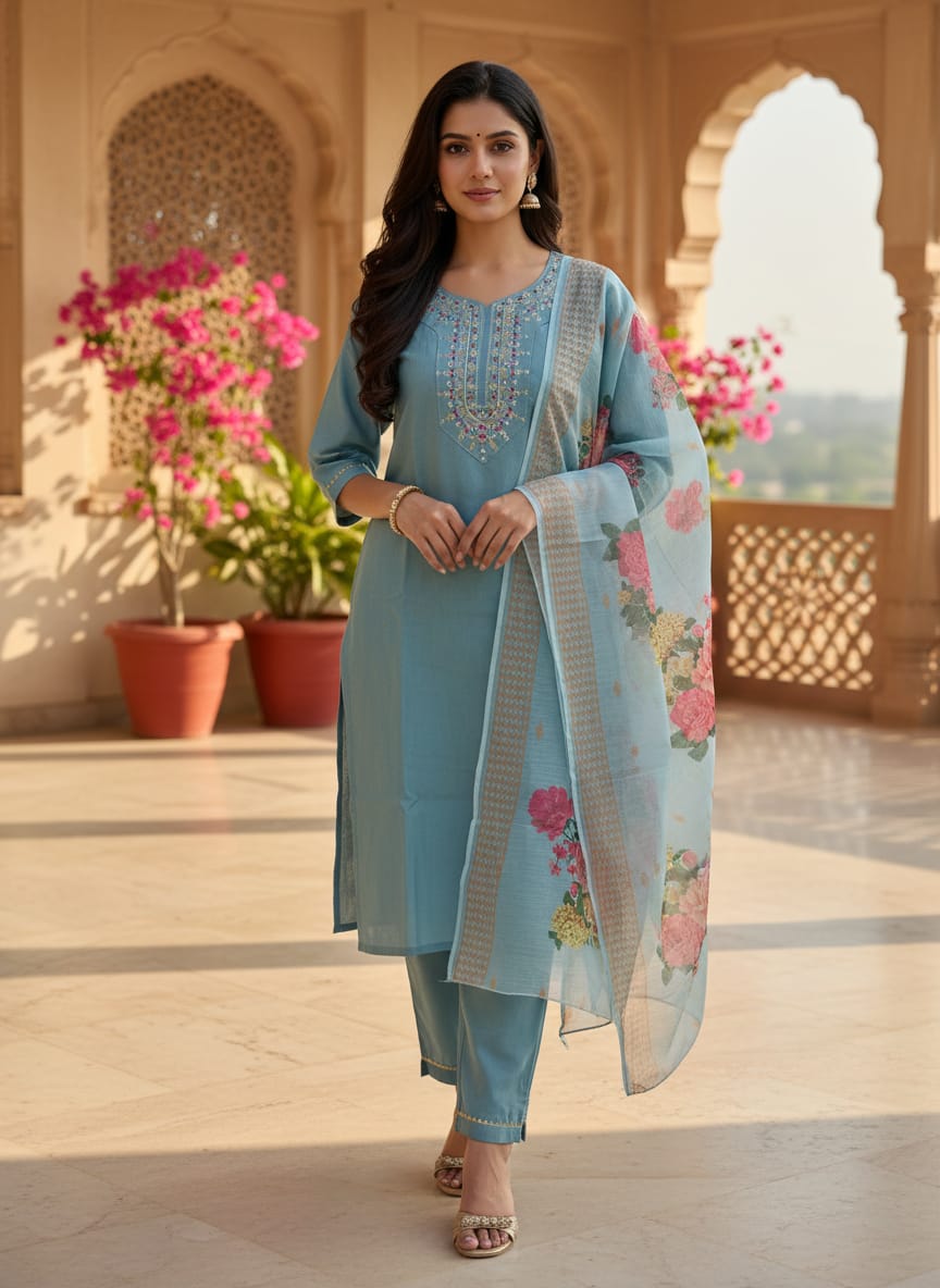 Embroidered Thread Work Kurta Sets