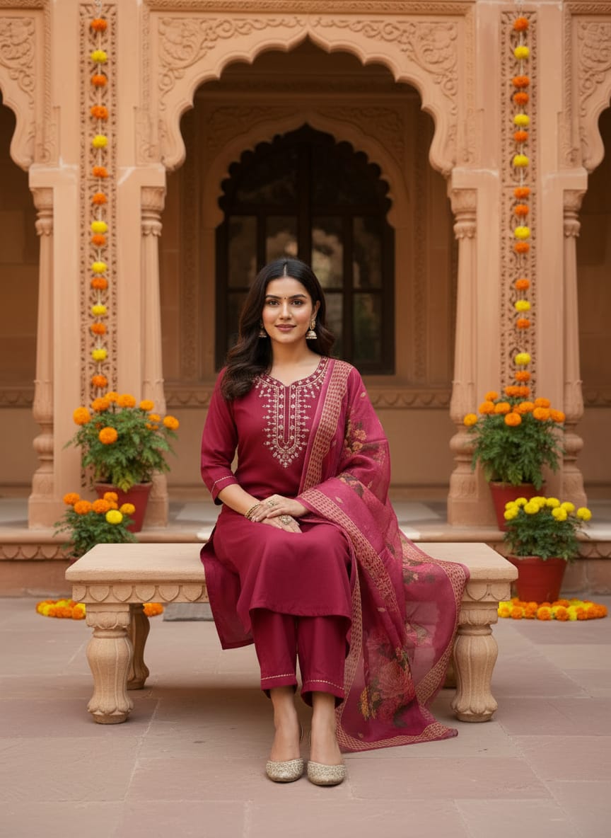 Embroidered Thread Work Kurta Sets